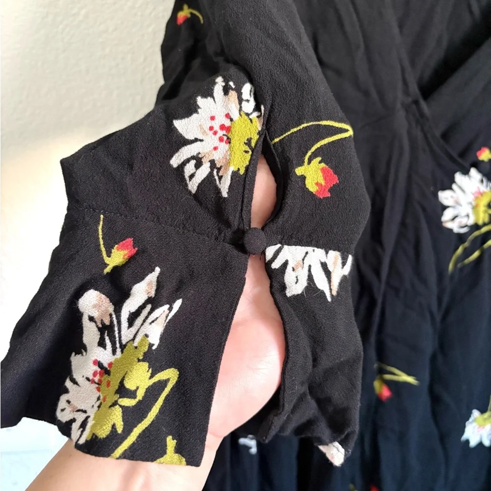 Free People Black Floral Time on My Side Wrap Dress - Picture 7 of 12
